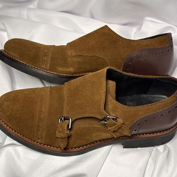 NWOB COACH MEN'S BLEECKER DOUBLE MONK BROWN SUEDE SHOES US SIZE 12D BoxC - Picture 4 of 8